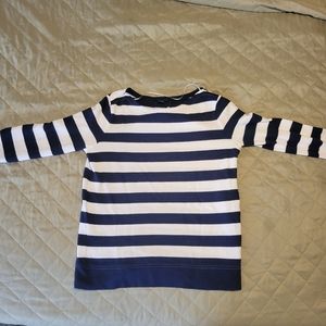 Tommy Hilfiger Navey Blue and White Women's Sweater
